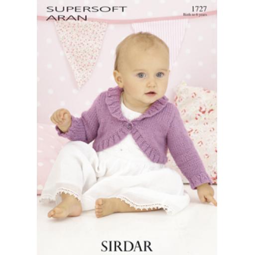 Sirdar 1727: Bolero-style cardigan with ribbed collar