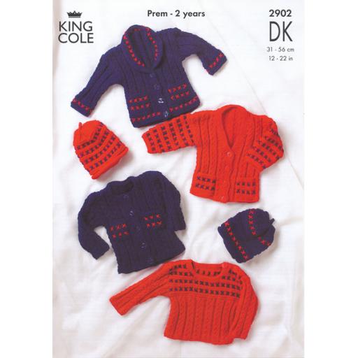 King Cole 2902: Cabled ribbed jumpers, cardigans and hats