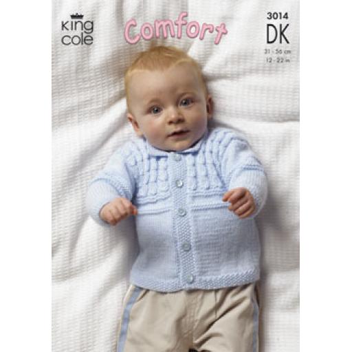 King Cole 3014: Set of cabled jumper, cardigan and vest