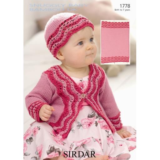 Sirdar 1778: Cardigan with striped knitted chevron edging