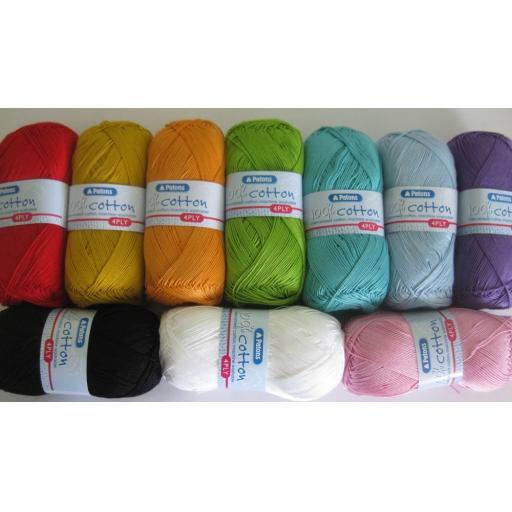 Patons: 100% Cotton 4ply